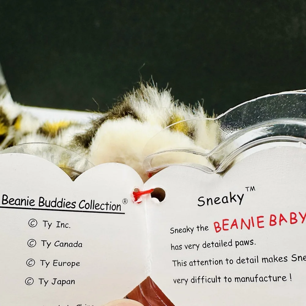 TY Beanie Buddies SNEAKY Leopard W/ Ear Tags Y2K 2000 Plush Stuffed Animal 12”